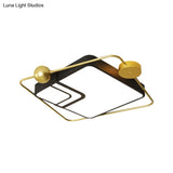 Modern Vintage Metal Flushmount Led Lighting In Warm Light With Diffuser - Square/Round Black/White
