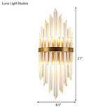 Modern Wall Mount Led Sconce Light Fixture With Clear Crystal Prism And Brass Backplate