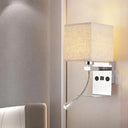 Modern Wall Mounted Reading Light 1-Head Black/White/Beige Sconce With Shelf And Spotlight Beige