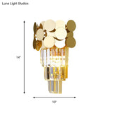 Modern Wall Sconce With Tiered Crystal Shade In Gold For Living Room
