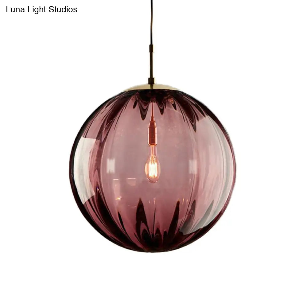 Modern Water Glass Hanging Light Fixture For Restaurants - 1-Light Round Ceiling Pendant