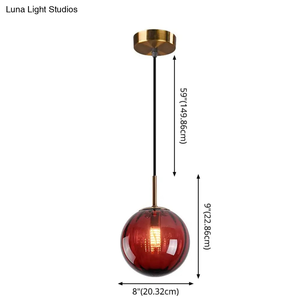 Modern Water Glass Hanging Light Fixture For Restaurants - 1-Light Round Ceiling Pendant