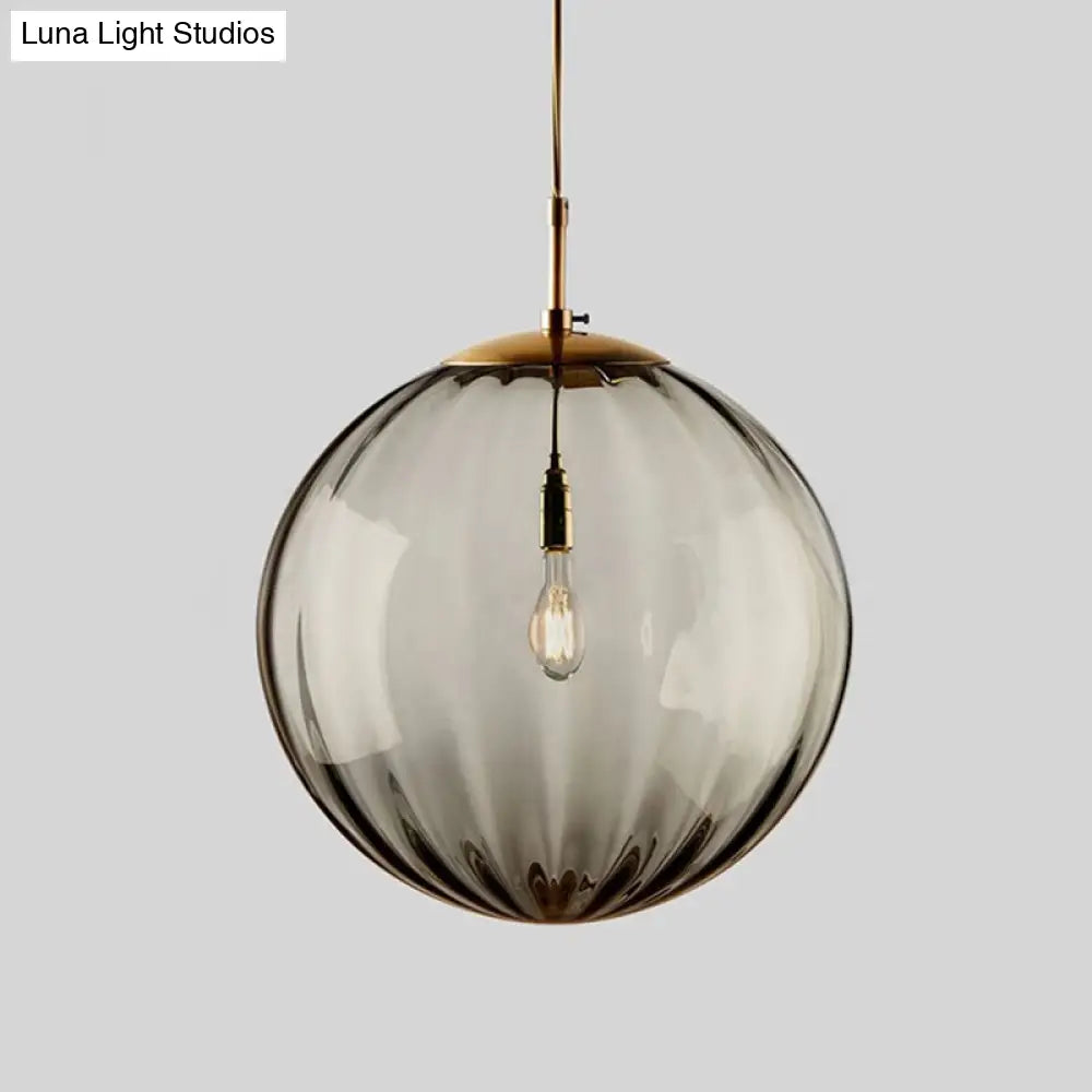 Modern Water Glass Hanging Light Fixture For Restaurants - 1-Light Round Ceiling Pendant