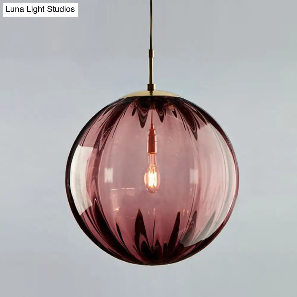 Modern Water Glass Hanging Light Fixture For Restaurants - 1-Light Round Ceiling Pendant