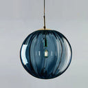 Modern Water Glass Hanging Light Fixture For Restaurants - 1-Light Round Ceiling Pendant Blue / 6
