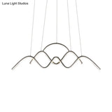 Modern Wavy Chandelier Lamp: Gold/Black Metallic Led Pendant With Landscape Design And Warm/White