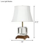 Modern White 1-Head Study Lamp With Fabric Shade - Sleek Reading Light