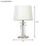 Modern White 1-Light Table Lamp With Beveled K9 Crystal For Living Room Night Lighting