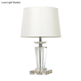 Modern White 1-Light Table Lamp With Beveled K9 Crystal For Living Room Night Lighting