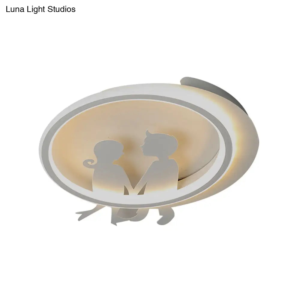 Modern White Acrylic Circle Ceiling Light Fixture For Bedroom - Contemporary Design