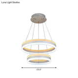 Modern White Acrylic Hoop Pendant Chandelier With Led Hanging Light Kit