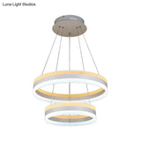 Modern White Acrylic Hoop Pendant Chandelier With Led Hanging Light Kit