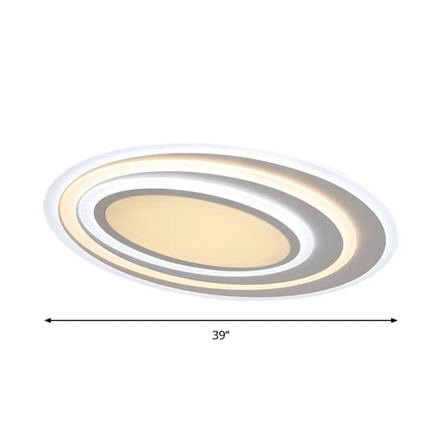 Modern White Acrylic Led Ceiling Light - Flush Mount Surface Lighting Available In 19.5/23.5/39