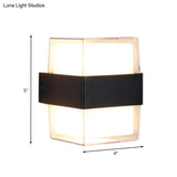 Modern White And Black Cuboid Box Led Acrylic Wall Sconce Light For Bedside In Warm/White
