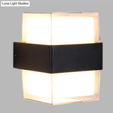 Modern White And Black Cuboid Box Led Acrylic Wall Sconce Light For Bedside In Warm/White