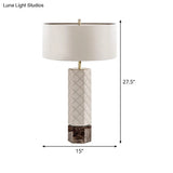 Modern White Bedroom Nightstand Lamp - 1 Head Task Lighting With Fabric Shade