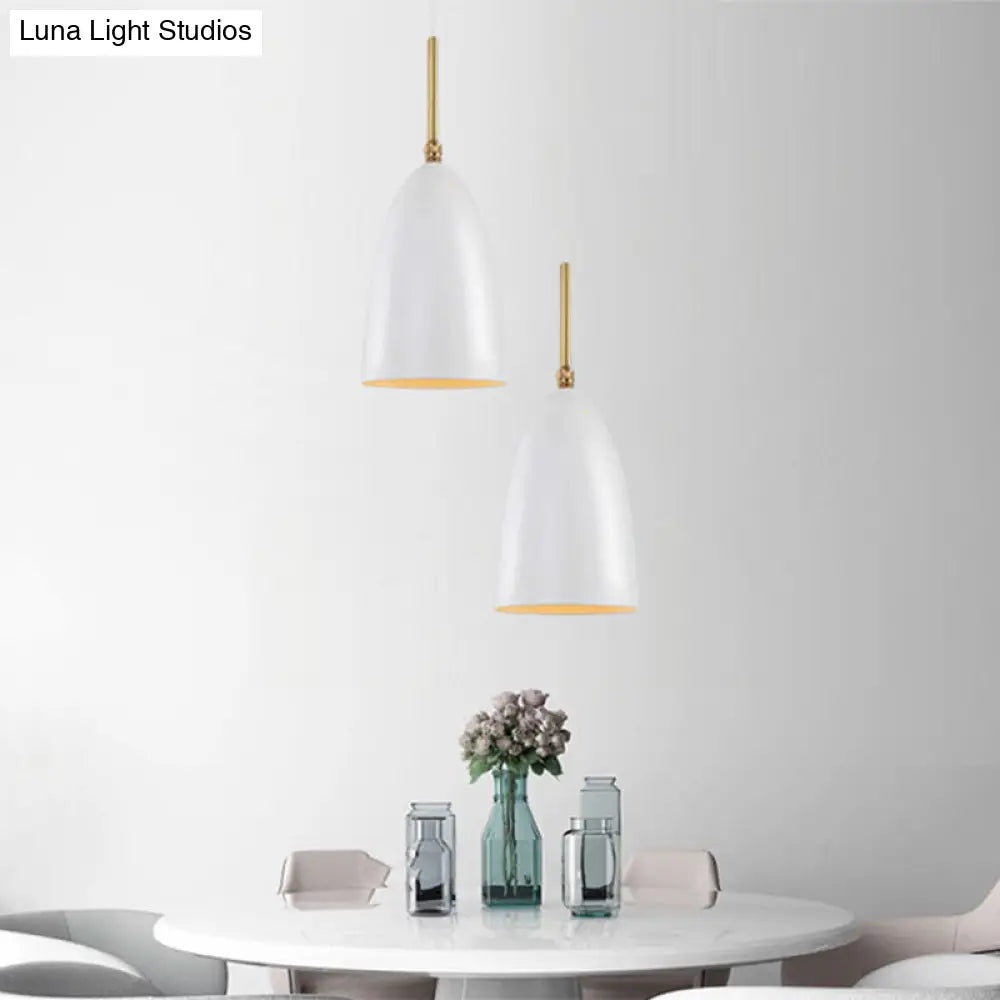Modern White Bedroom Pendant Light With Iron Shade