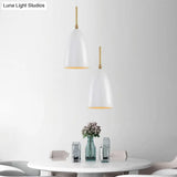 Modern White Bedroom Pendant Light With Iron Shade