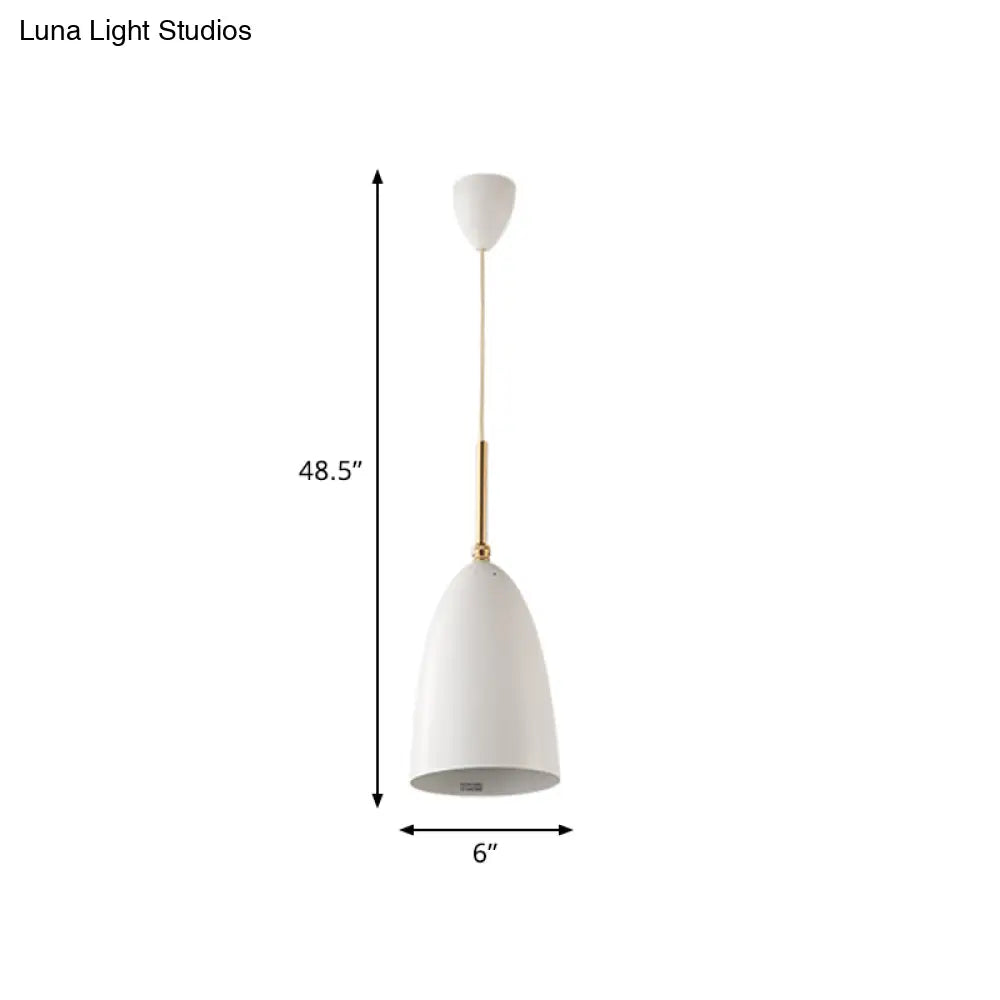 Modern White Bedroom Pendant Light With Iron Shade
