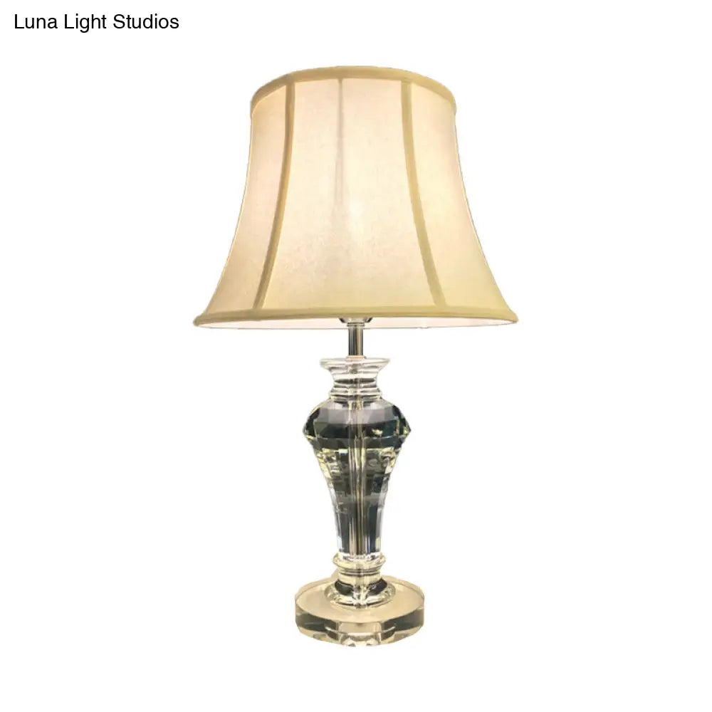 Modern White Bell Panel Task Lamp With Fabric Shade - Perfect Reading Light