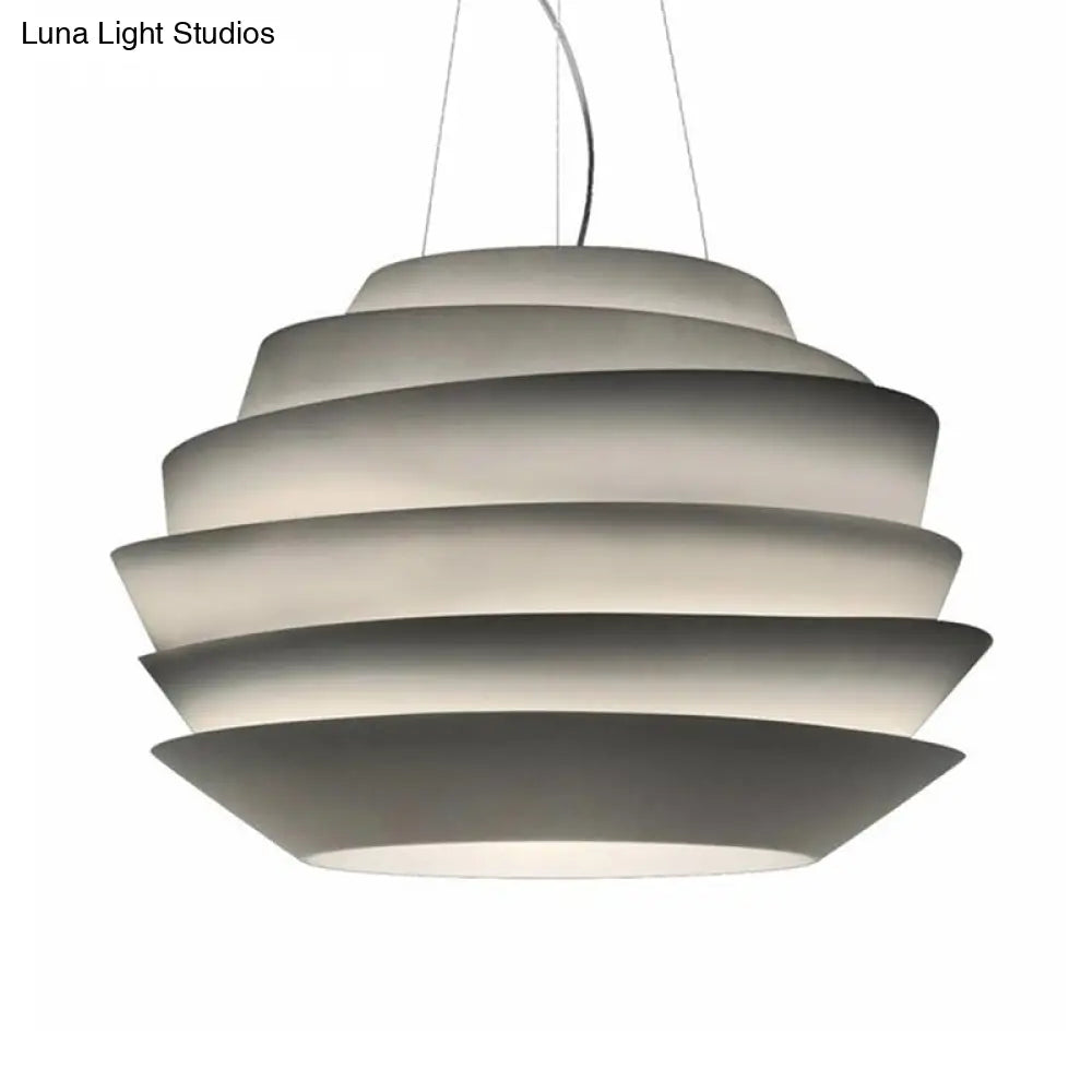Modern White Bistro Pendant Chandelier with Metallic Finish 6 Tiers 3 Bulbs White