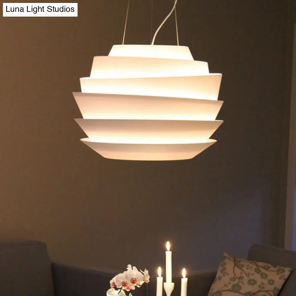 Modern White Bistro Pendant Chandelier with Metallic Finish 6 Tiers 3 Bulbs White