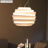 Modern White Bistro Pendant Chandelier with Metallic Finish 6 Tiers 3 Bulbs White