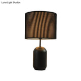 Modern White/Black Drum Study Lamp With Led Reading Light For Bedroom