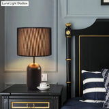 Modern White/Black Drum Study Lamp With Led Reading Light For Bedroom