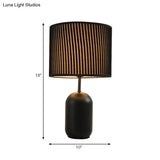 Modern White/Black Drum Study Lamp With Led Reading Light For Bedroom