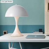 Modern White/Black Mushroom Night Table Light - Metal Desk Lamp For Living Room