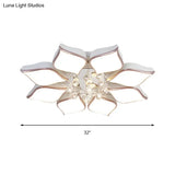 Modern White Blooming Flush Mount Ceiling Light With Crystal Drop - 8/10 Heads Warm Ambiance For