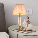 Modern White/Blue Table Lamp With Conical Fabric Shade - Ideal For Dining Room Desks White