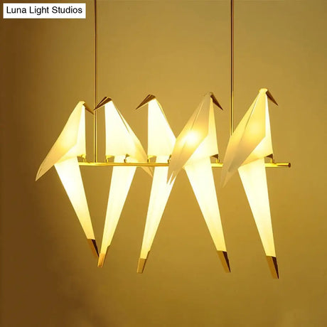 Modern White Chandelier Led Ceiling Light Fixture - Bird Shaped Design Ideal For Restaurants

This