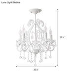 Modern White Chandelier With Crystal Decoration - 5 Heads Foyer Lighting Fixture