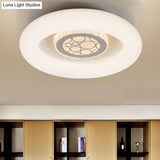 Modern White Circle Flush Mount Light - Unique Acrylic Ceiling Fixture For Bedroom