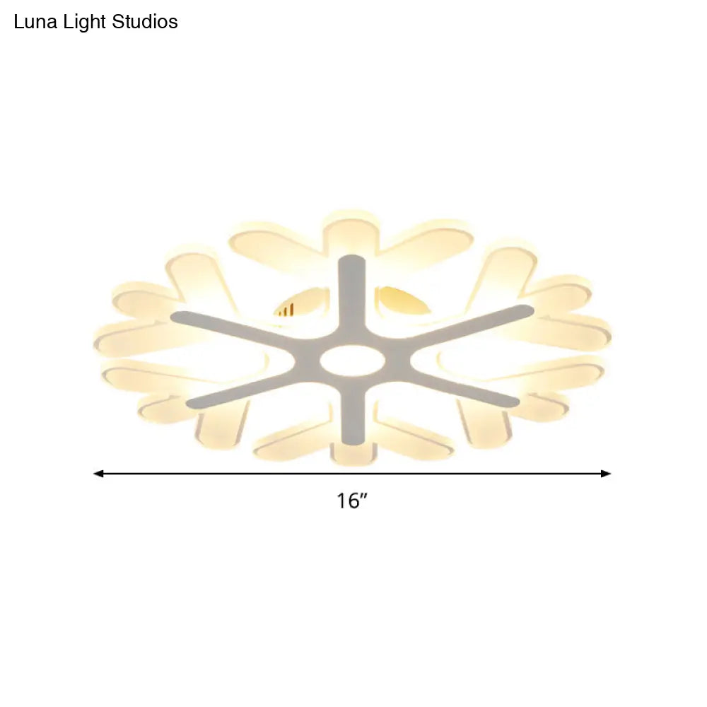 Modern White Coral Flush Ceiling Light With Led Acrylic Lamp In 3 Color Options