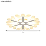 Modern White Coral Flush Ceiling Light With Led Acrylic Lamp In 3 Color Options