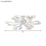 Modern White Coral Led Ceiling Lamp With Acrylic Shade - Stylish Semi Flush Light (4/6/12 Lights