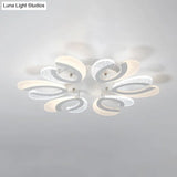 Modern White Coral Led Ceiling Lamp With Acrylic Shade - Stylish Semi Flush Light (4/6/12 Lights