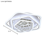 Modern White Crystal Ball Flush Mount Light - Led Ceiling Fixture (19.5’/23.5’/27.5’ Wide) In