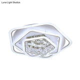 Modern White Crystal Ball Flush Mount Light - Led Ceiling Fixture (19.5’/23.5’/27.5’ Wide) In