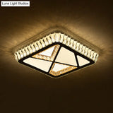 Modern White Crystal Led Ceiling Flush Light For Bedrooms
