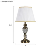 Modern White Crystal Table Lamp: Flared Design Small Desk Light For Living Room