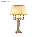 Modern White Desk Lamp With 4 Reading Lights And Fabric Shade Perfect For Living Rooms