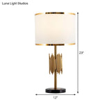 Modern White Desk Lamp With Marble Base - Shaded Table Light Fabric Shade & 1 Bulb
