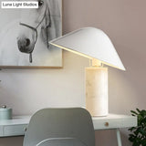 Modern White Desk Lamp With Wide Flare Metal Shade Perfect For Living Room Tasks