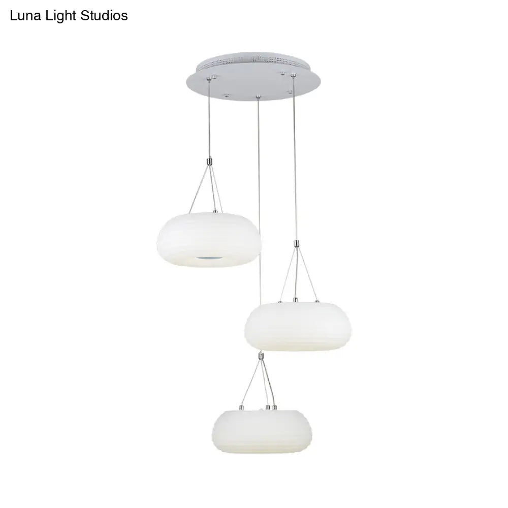Modern White Doughnut Pendant Lamp: Led Metal Ceiling Light For Dining Room