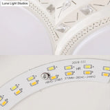 Modern White Drum Ceiling Flush Mount With Crystal Accent Led Fixture - Perfect For Bedrooms