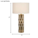 Modern White Drum Shade Table Light With Metal Base - Ideal For Bedside Use